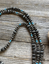 Load image into Gallery viewer, 60 Inch Sterling Silver Pearls Turquoise Bead Necklace