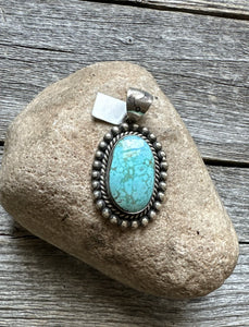 Navajo Sterling Silver Turquoise Pendant. Elouise Richards