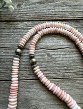 Load image into Gallery viewer, Long Southwestern Sterling Silver Graduated Pink Conch Bead Necklace. 30 Inch