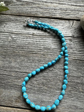 Load image into Gallery viewer, Sleeping Beauty Turquoise Sterling Silver Nuggets Bead Necklace. 18 inch