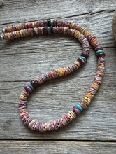 Load image into Gallery viewer, Sterling Silver Multi Color Stone Shell Spiny Turquoise Bead Necklace 18 inch