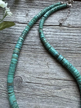 Load image into Gallery viewer, Sterling Silver Graduated Heishi Turquoise Bead Necklace. 18 inch