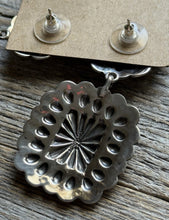 Load image into Gallery viewer, Navajo Native American Sterling Silver Stamped Handmade Earrings T O White
