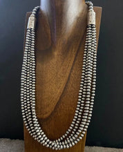 Load image into Gallery viewer, 5mm Multi Strand 925 Sterling Silver Oxidized Pearls Bead Necklace 34 Inch
