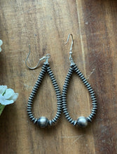 Load image into Gallery viewer, Southwestern Sterling Silver Flat Saucer Pearls Bead Loop Earrings 2.5 Inch