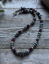 Load image into Gallery viewer, Southwestern Sterling Silver Multi Stone W Pearls Bead Necklace. 18 inch