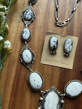 Load image into Gallery viewer, Navajo Sterling Silver White Buffalo Turquoise Lariat Necklace Set Mary Ellen