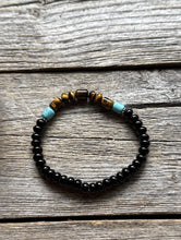 Load image into Gallery viewer, Black Onyx Tigers Eye 6.5 Inch Stretch Elastic Stretchy Bead Bracelet Gift