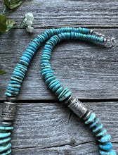 Load image into Gallery viewer, Southwestern 925 Sterling Silver Turquoise Bead Necklace. 22 inch