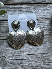 Load image into Gallery viewer, Navajo Sterling Silver Stamped Heart Earrings. VJP Vincent