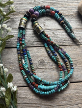 Load image into Gallery viewer, Tommy Rosita Singer T R Sterling Silver Multi Strand Turquoise Bead Necklace 30”