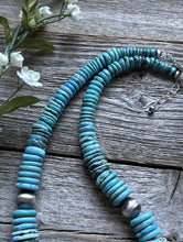 Load image into Gallery viewer, Sterling Silver Graduated Vibrant Blue Turquoise Bead Necklace 18 inch