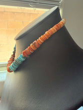 Load image into Gallery viewer, Sterling silver orange spiny with turquoise 18 inch