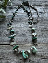 Load image into Gallery viewer, Vintage Native American Sterling Silver Fetish Turquoise Heishi Bead Necklace 30