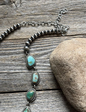 Load image into Gallery viewer, Navajo Sterling Silver Royston Turquoise Chain Lariat Bead Necklace K Yazzie