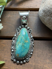 Load image into Gallery viewer, Navajo Native American Sterling Silver Turquoise Pendant. Etta E Gift