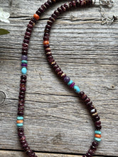 Load image into Gallery viewer, Purple Spiny Oyster Multi Stone Color Sterling Silver Bead Necklace 18 inch Gift