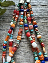 Load image into Gallery viewer, Sterling Silver Multi Strand Multi Stone Bead Necklace. 16 inch