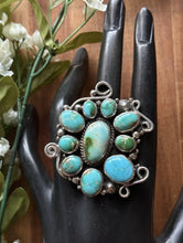 Load image into Gallery viewer, Native American Sterling Silver Blue Turquoise Ring. Size 9.5 Geneva