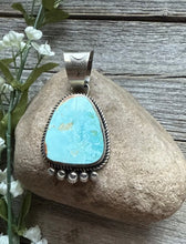 Load image into Gallery viewer, Navajo Sterling Silver Blue Royston Turquoise Pendant. RY Gift