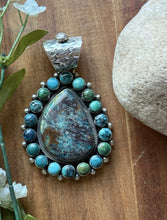 Load image into Gallery viewer, Navajo Native American Handmade Sterling Silver Turquoise Cluster Pendant KY
