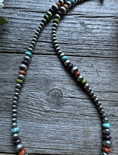 Load image into Gallery viewer, Sterling Silver Multi Graduated Multi Stone W 4mm Pearls Bead Necklace. 18 Inch