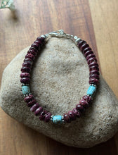 Load image into Gallery viewer, Purple Spiny Oyster Turquoise 7 Inch Sterling Silver Pearls Bead Bracelet