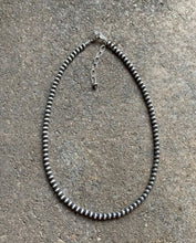 Load image into Gallery viewer, 4mm 60 Inch 925 Sterling Silver Oxidized Pearls Bead Necklace Southwestern