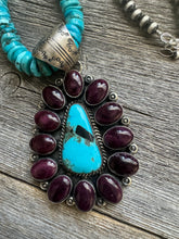 Load image into Gallery viewer, Navajo sterling silver turquoise purple spiny pendant