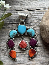 Load image into Gallery viewer, Navajo Sterling Silver Multi Stone Turquoise Spiny Oyster Pendant Augustine L