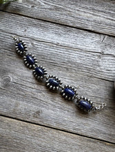 Load image into Gallery viewer, Floral Sterling Silver Blue Lapis Pearls Bead Bracelet. 8 Inch