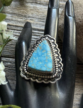 Load image into Gallery viewer, Native American Sterling Silver Kingman Turquoise Adjustable Ring Mary