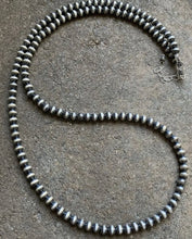 Load image into Gallery viewer, 6mm 32 Inch 925 Sterling Silver Oxidized Pearls Bead Necklace Southwestern