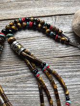 Load image into Gallery viewer, Tommy Rosita Singer T R Sterling Silver Multi Strand Tigers Eye Bead Necklace 28
