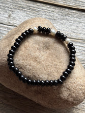 Load image into Gallery viewer, Black Onyx Freshwater Pearl 6.5 Inch Stretch Elastic Stretchy Bead Bracelet Gift