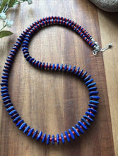 Load image into Gallery viewer, Sterling Silver Graduated Blue Lapis Red Coral Bead Necklace. 26 inch. Gift