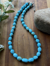 Load image into Gallery viewer, Sleeping Beauty Turquoise Sterling Silver Nuggets Bead Necklace 18 inch Gift
