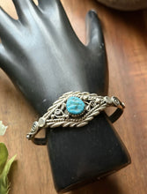 Load image into Gallery viewer, Baby Navajo Sterling Silver Blue Turquoise Cuff Bracelet