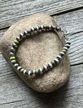 Load image into Gallery viewer, Genuine Green Turquoise 6mm 7 Inch 925 Sterling Silver Pearls Bead Bracelet