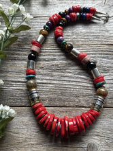 Load image into Gallery viewer, Tommy &amp; Rosita Singer T R Sterling Silver Multi Stone Red Coral Bead Necklace 20