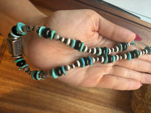 Load image into Gallery viewer, Sterling silver turquoise black onyx necklace 18 inch