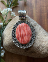 Load image into Gallery viewer, Native American Navajo Sterling Silver Orange Red Spiny Oyster Pendant Etta