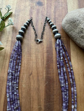 Load image into Gallery viewer, Sterling Silver Purple Charoite W Pearls Multi Strand Bead Necklace 28 Inch Gift