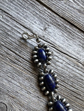 Load image into Gallery viewer, Floral Sterling Silver Blue Lapis Pearls Bead Bracelet. 8 Inch