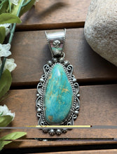 Load image into Gallery viewer, Navajo Native American Sterling Silver Turquoise Pendant. Etta E Gift