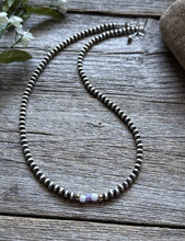 Load image into Gallery viewer, Sterling Silver 4mm Opal Gold Accents 16 Inch Bead Necklace Gift