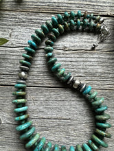 Load image into Gallery viewer, Southwestern 925 Sterling Silver Graduated Turquoise Bead Necklace. 18 inch