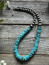 Load image into Gallery viewer, Sterling Silver Blue Turquoise W Pearls Bead Necklace. 18 inch