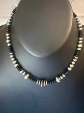 Load image into Gallery viewer, Sterling silver black onyx bead necklace 18 inch