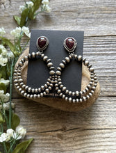 Load image into Gallery viewer, Navajo Sterling Silver Purple Spiny Oyster Pearl Double Loop Earrings Etta E